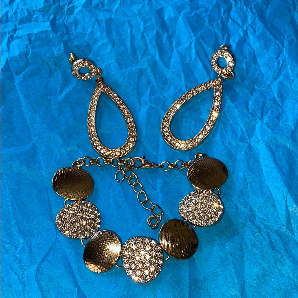 Gold and Silver Bracelet Set with Sparkling Accents